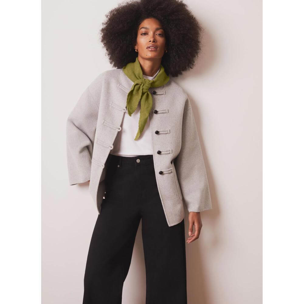 Mint Velvet Grey Wool Toggle Detail Coat